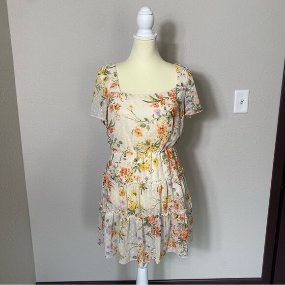 Flowy Fairycore Floral Whimsical Tiered Spring Dress Women's Size 11 - Picture 10 of 16